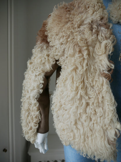 1970s Brown and Cream Sheepskin Coat