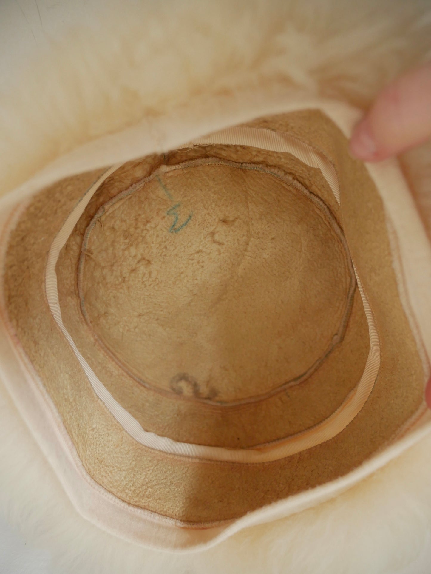 1970s Cream Sheepskin Box Hat