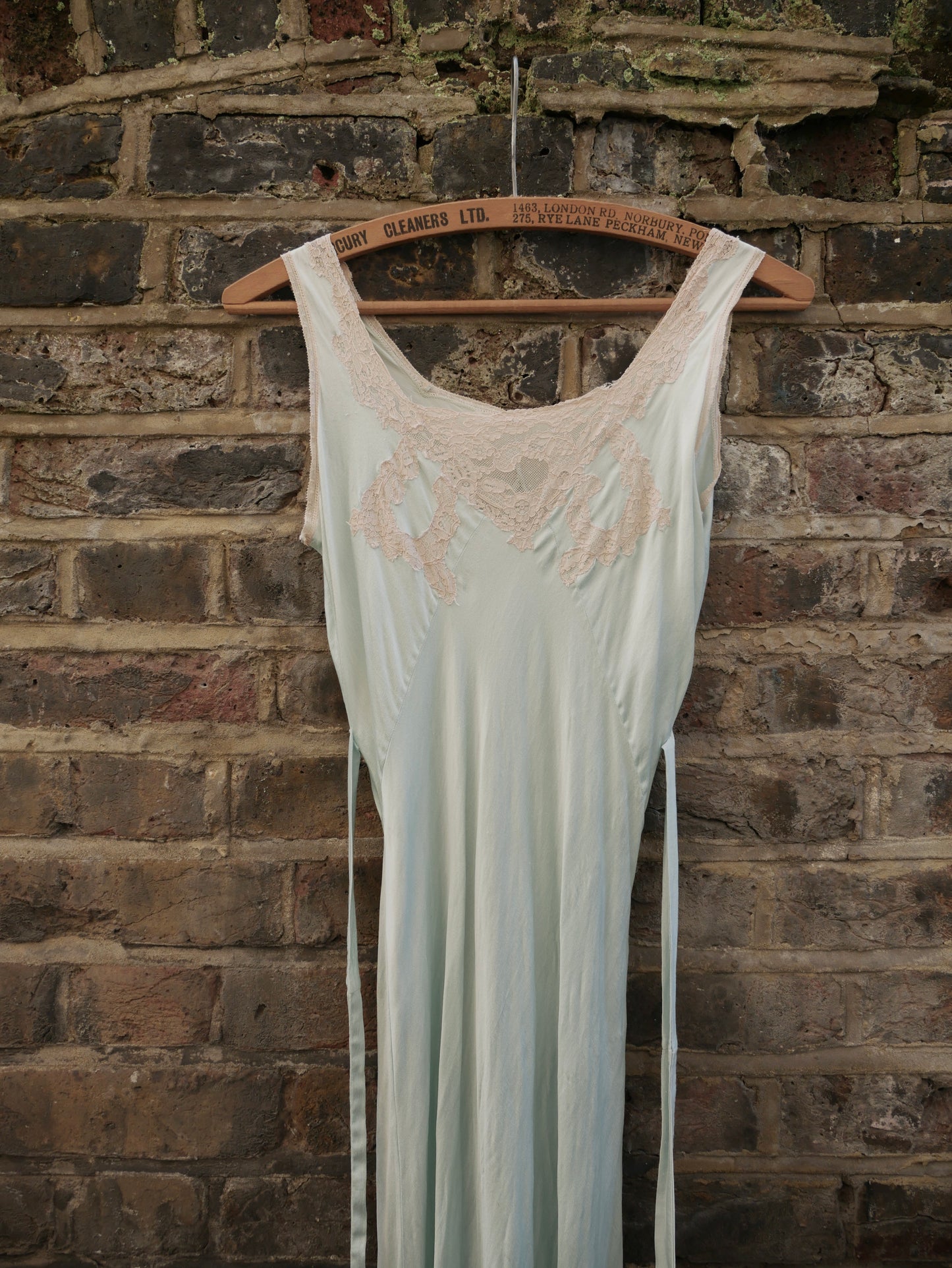 1930s Silk Icy Blue Bias Cut Nightdress Slip