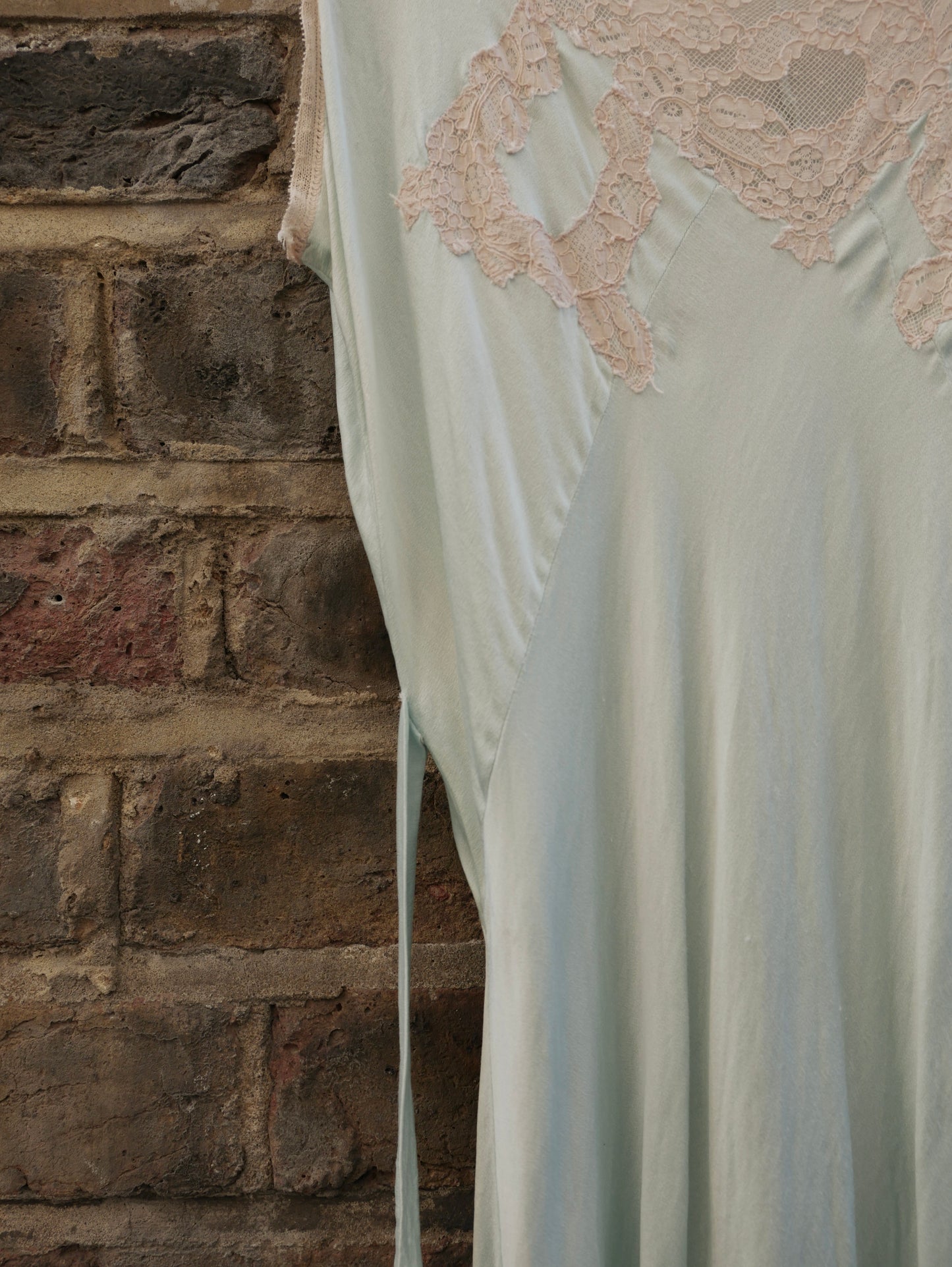1930s Silk Icy Blue Bias Cut Nightdress Slip