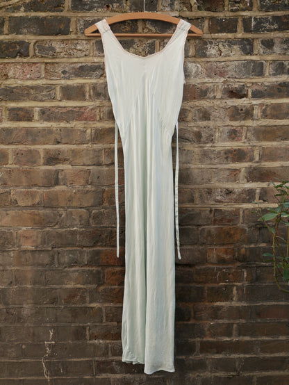 1930s Silk Icy Blue Bias Cut Nightdress Slip