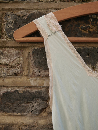 1930s Silk Icy Blue Bias Cut Nightdress Slip
