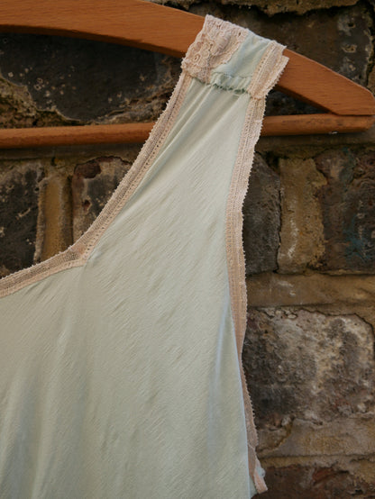 1930s Silk Icy Blue Bias Cut Nightdress Slip