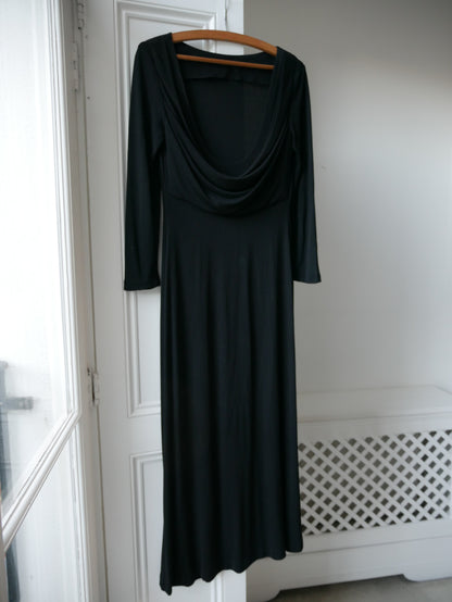 1990s Boatneck Column Dress with Cowl Back