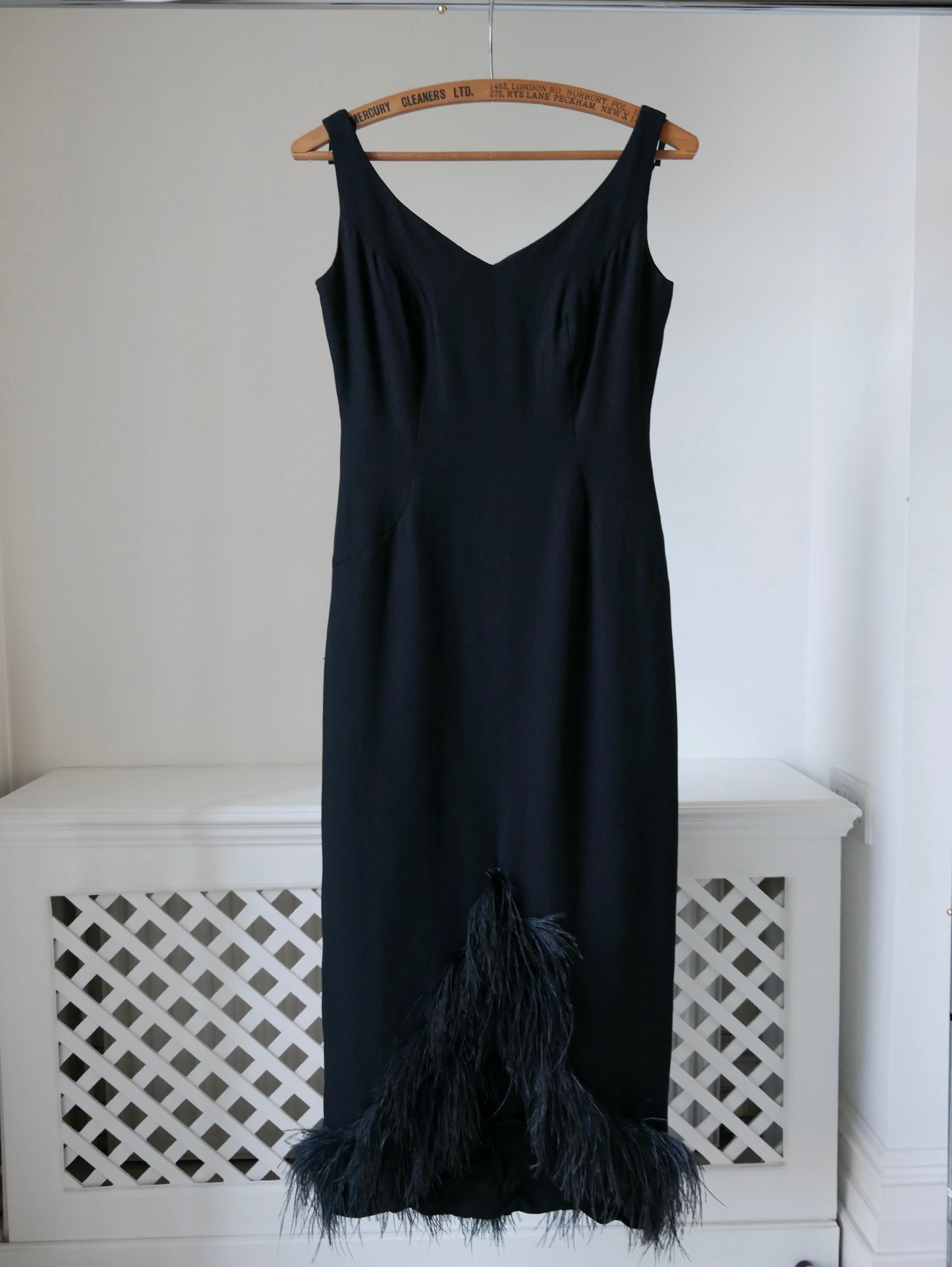 1960s 'Blanes' Wiggle Dress with Feather Hem