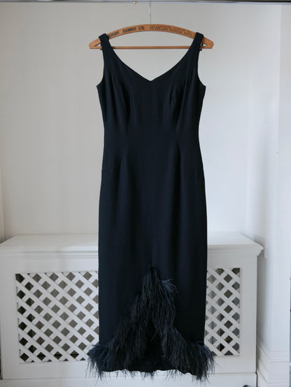 1960s 'Blanes' Wiggle Dress with Feather Hem