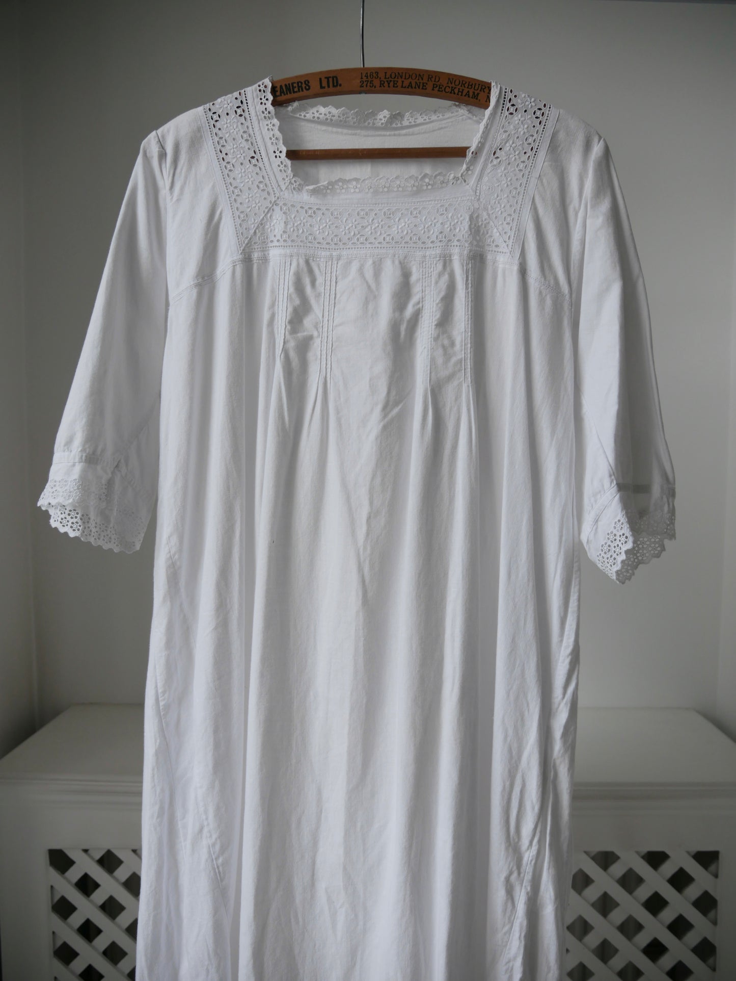 1910s 1920s White Cotton Nightdress