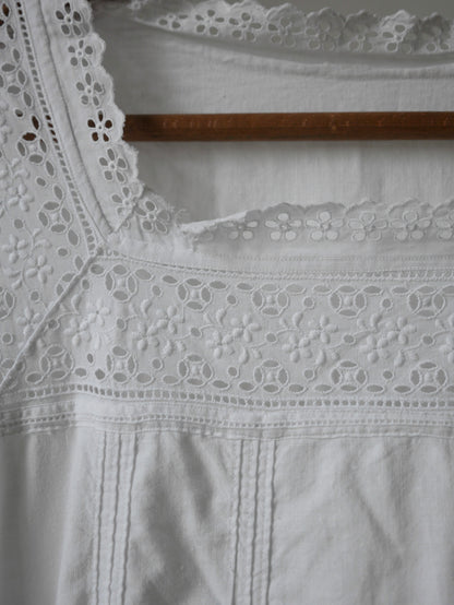 1910s 1920s White Cotton Nightdress