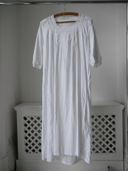 1910s 1920s White Cotton Nightdress