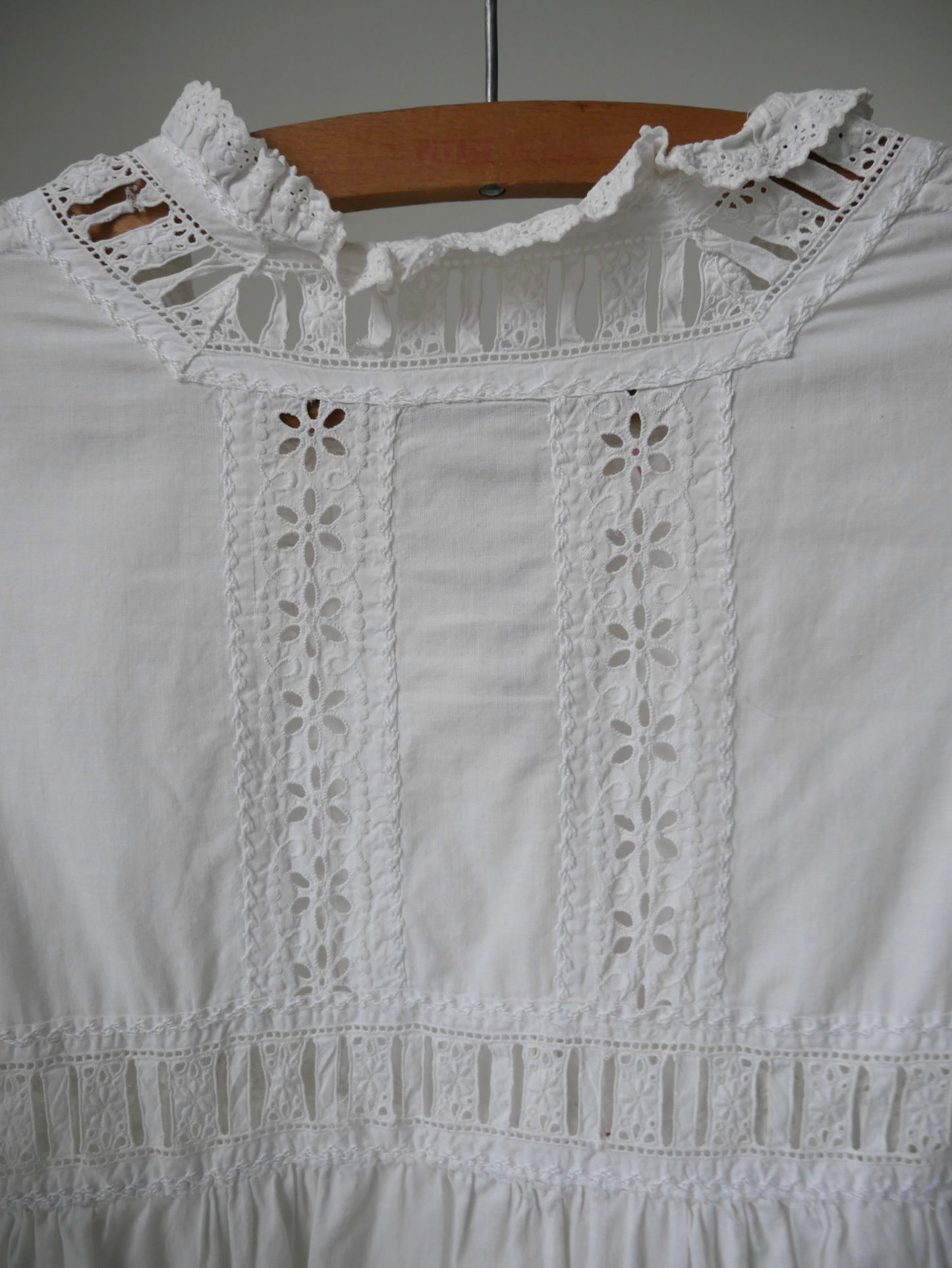 1890s Victorian White Cotton Nightdress with Ribbons
