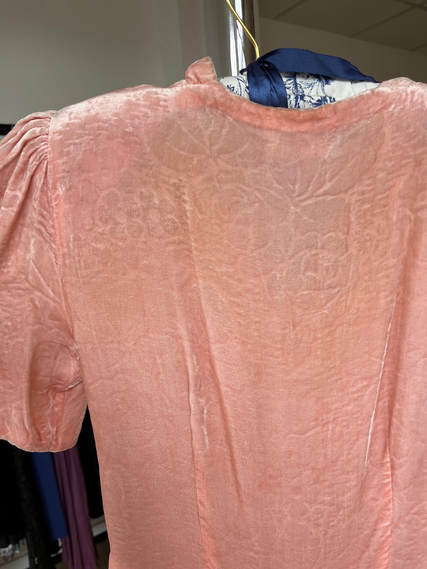 1930s 1940s Pink Velvet 'Lee Delman' Evening Gown