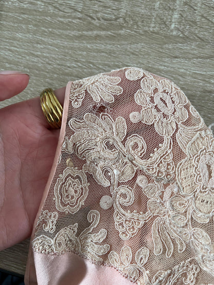 1930s Pink Silk Bed Jacket with Lace