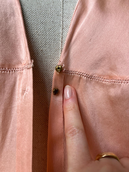 1930s Pink Silk Bed Jacket with Lace