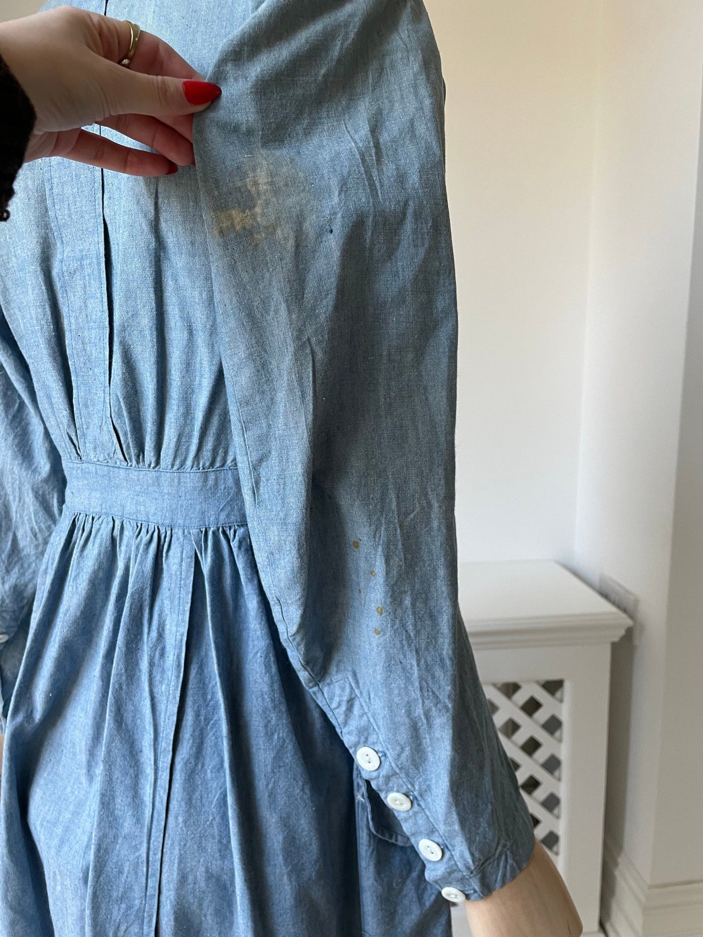 1940s 'Harrods' Chambray Workwear Nurses Dress