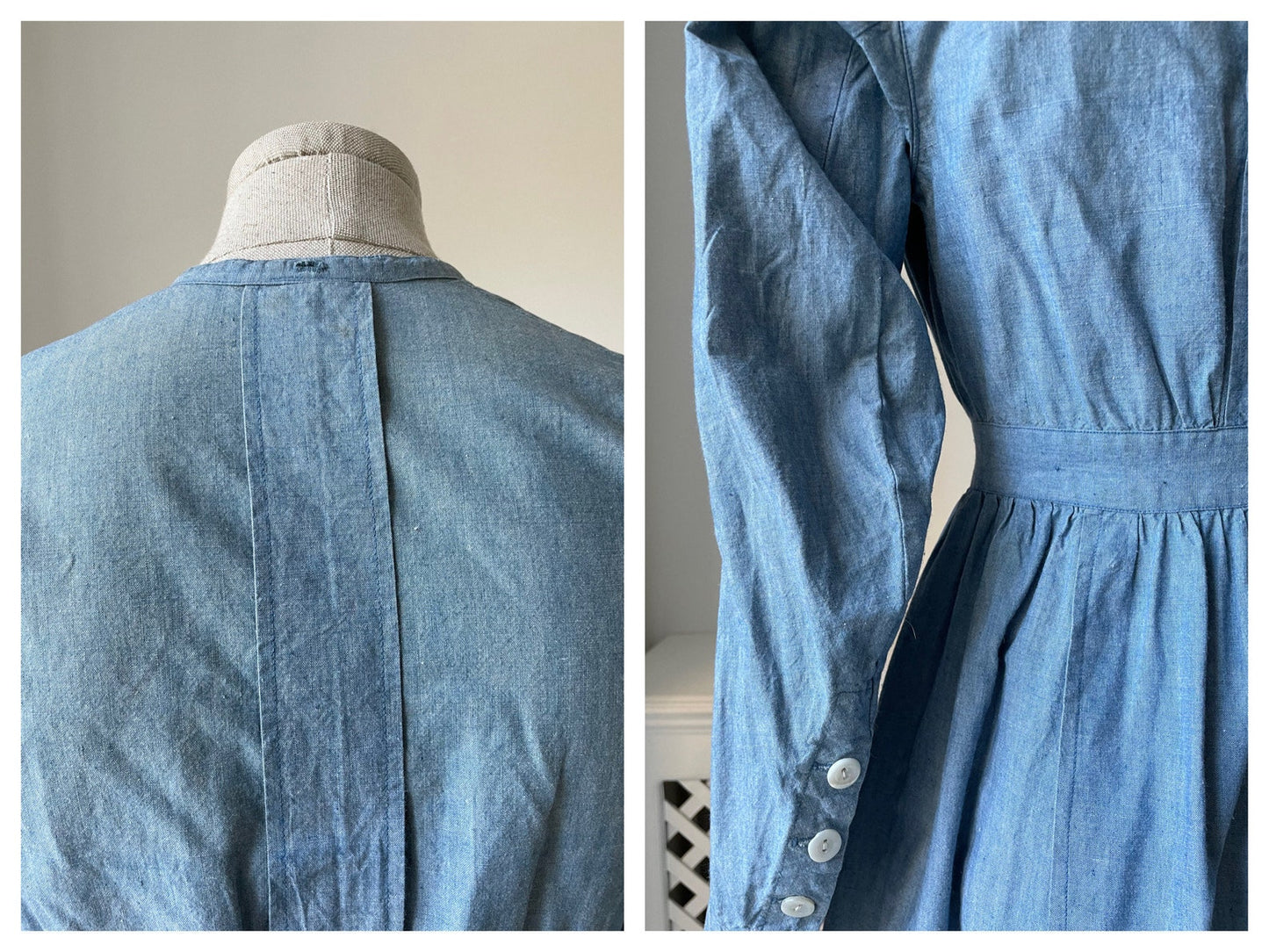 1940s 'Harrods' Chambray Workwear Nurses Dress