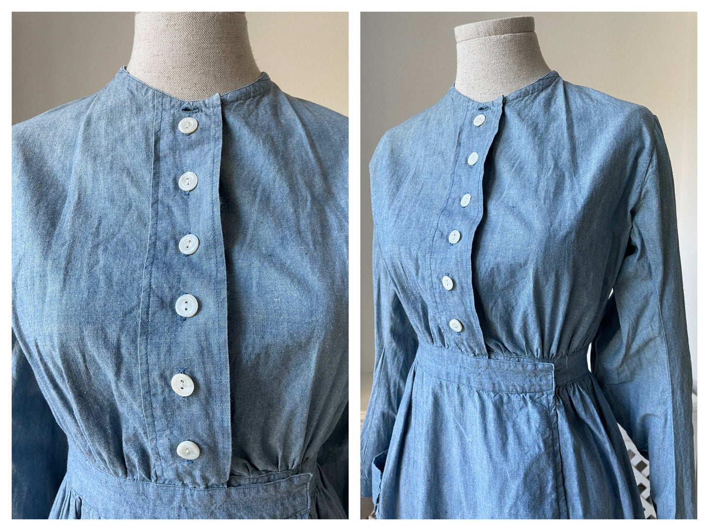 1940s 'Harrods' Chambray Workwear Nurses Dress