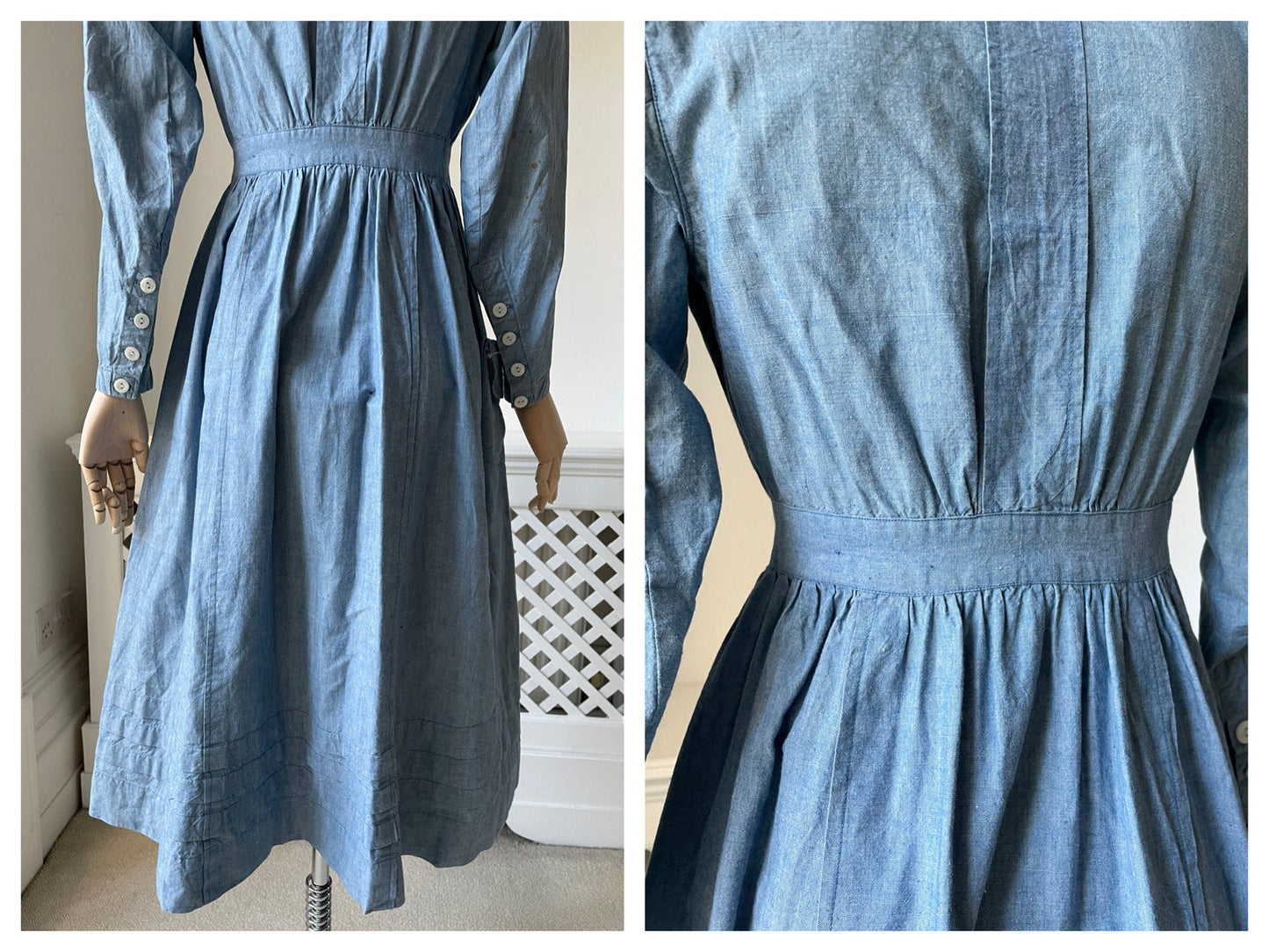 1940s 'Harrods' Chambray Workwear Nurses Dress