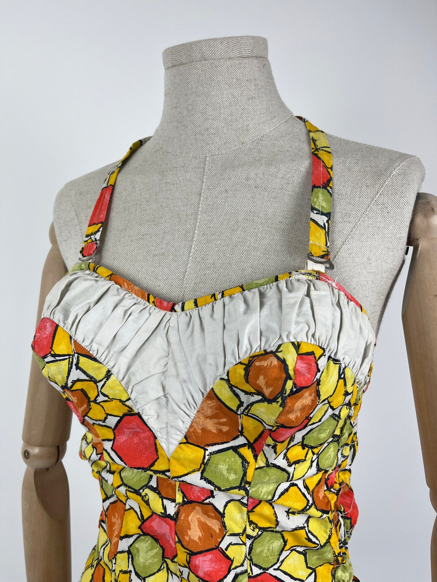 1950s 'Demoiselle' Midcentury Abstract Print Cotton Swimsuit