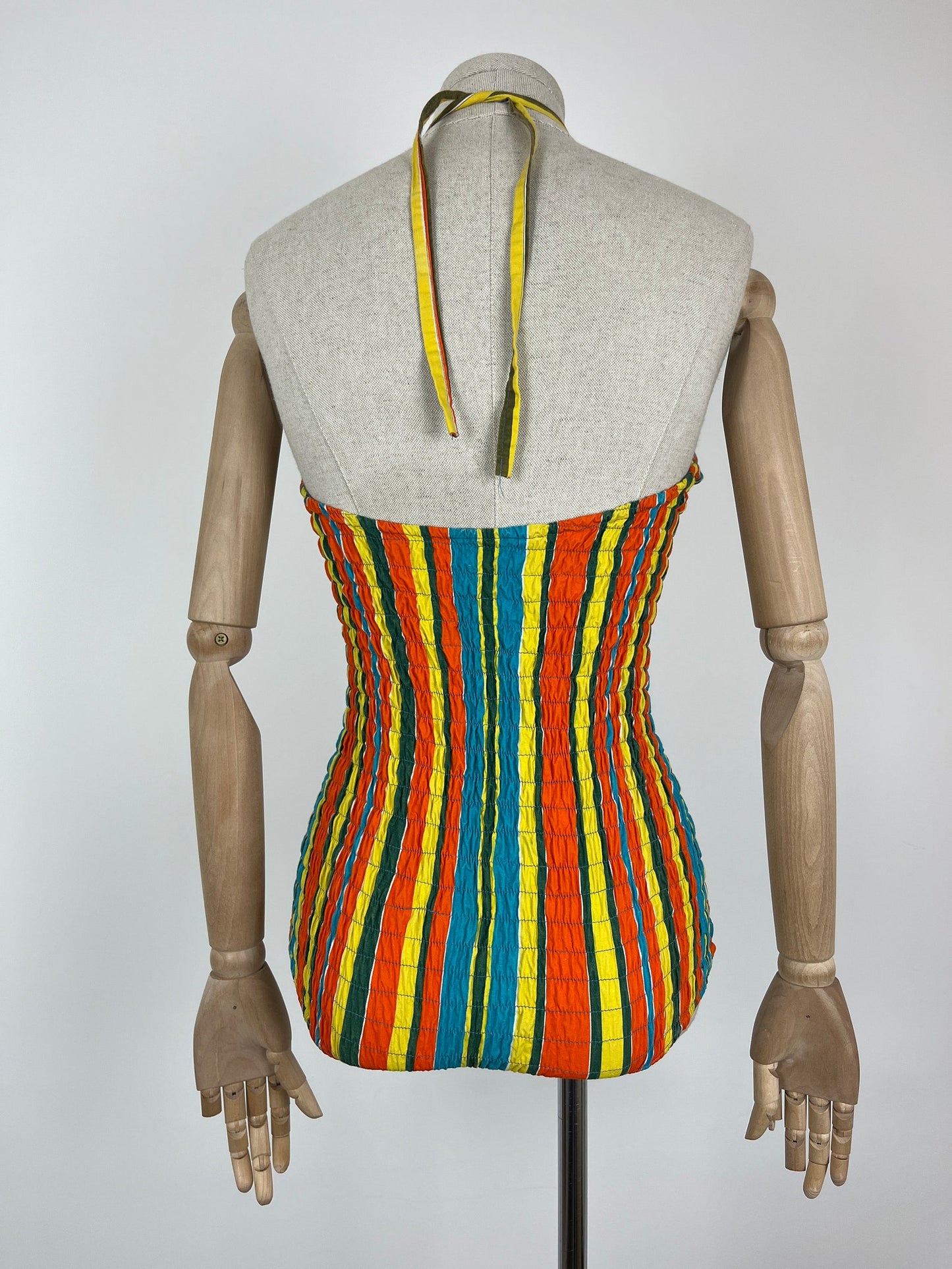 1950s Rainbow Stripe Cotton Swimsuit