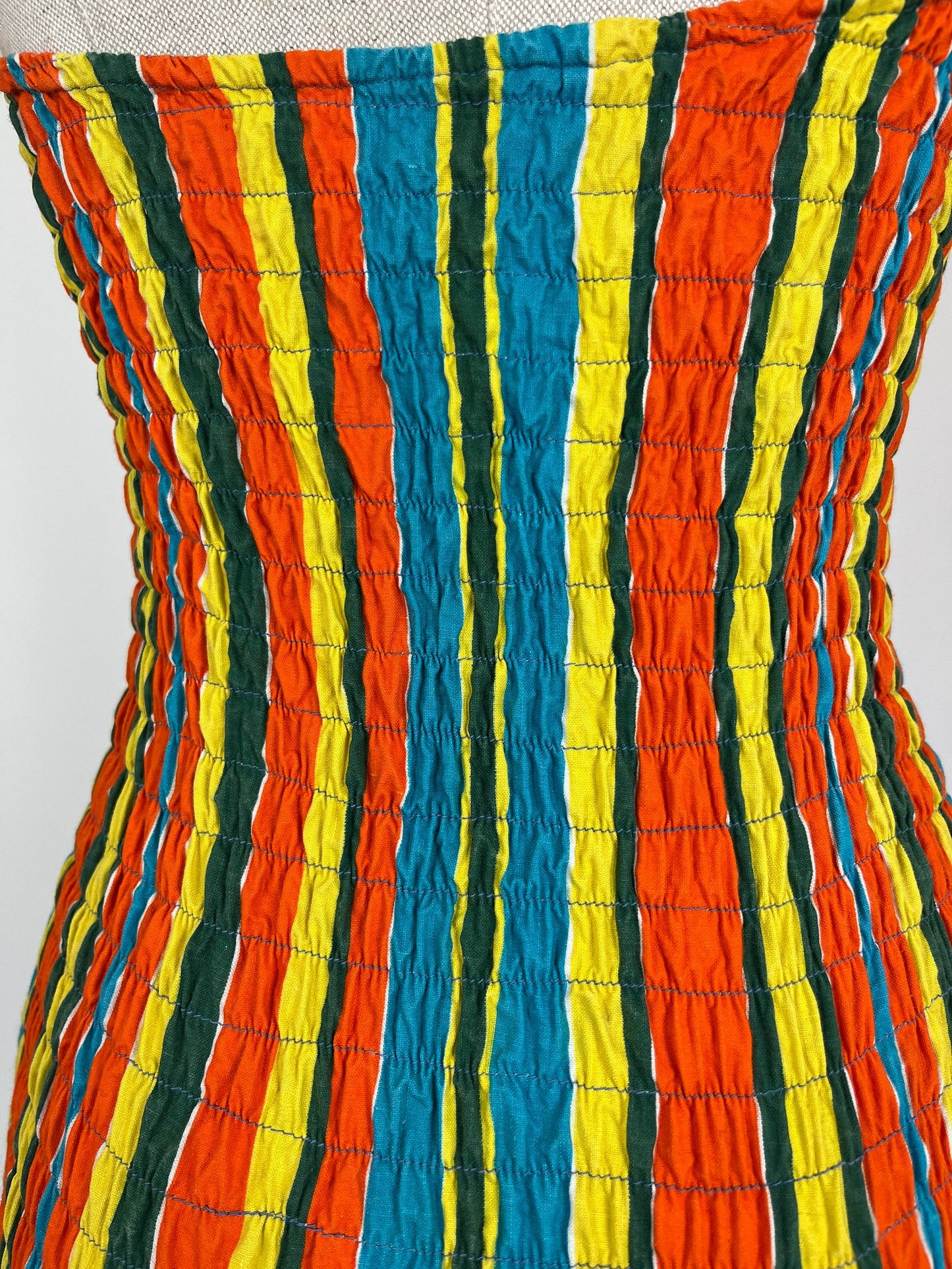 1950s Rainbow Stripe Cotton Swimsuit