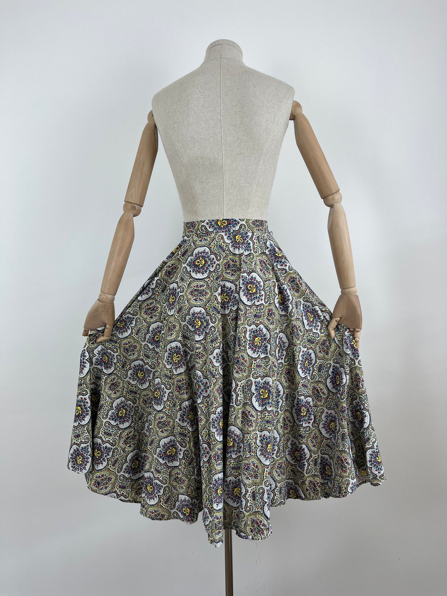 1950s Cotton Paisley Print Circle Skirt