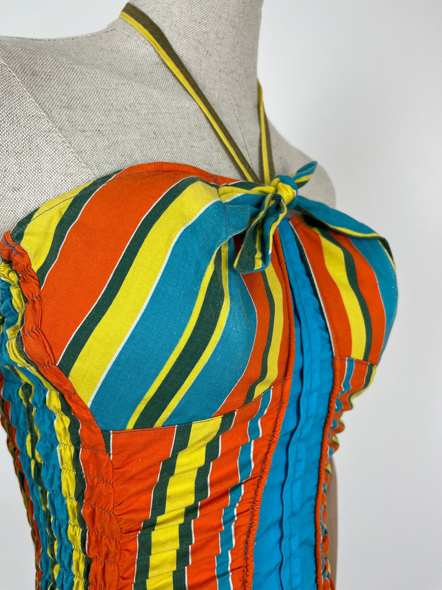 1950s Rainbow Stripe Cotton Swimsuit