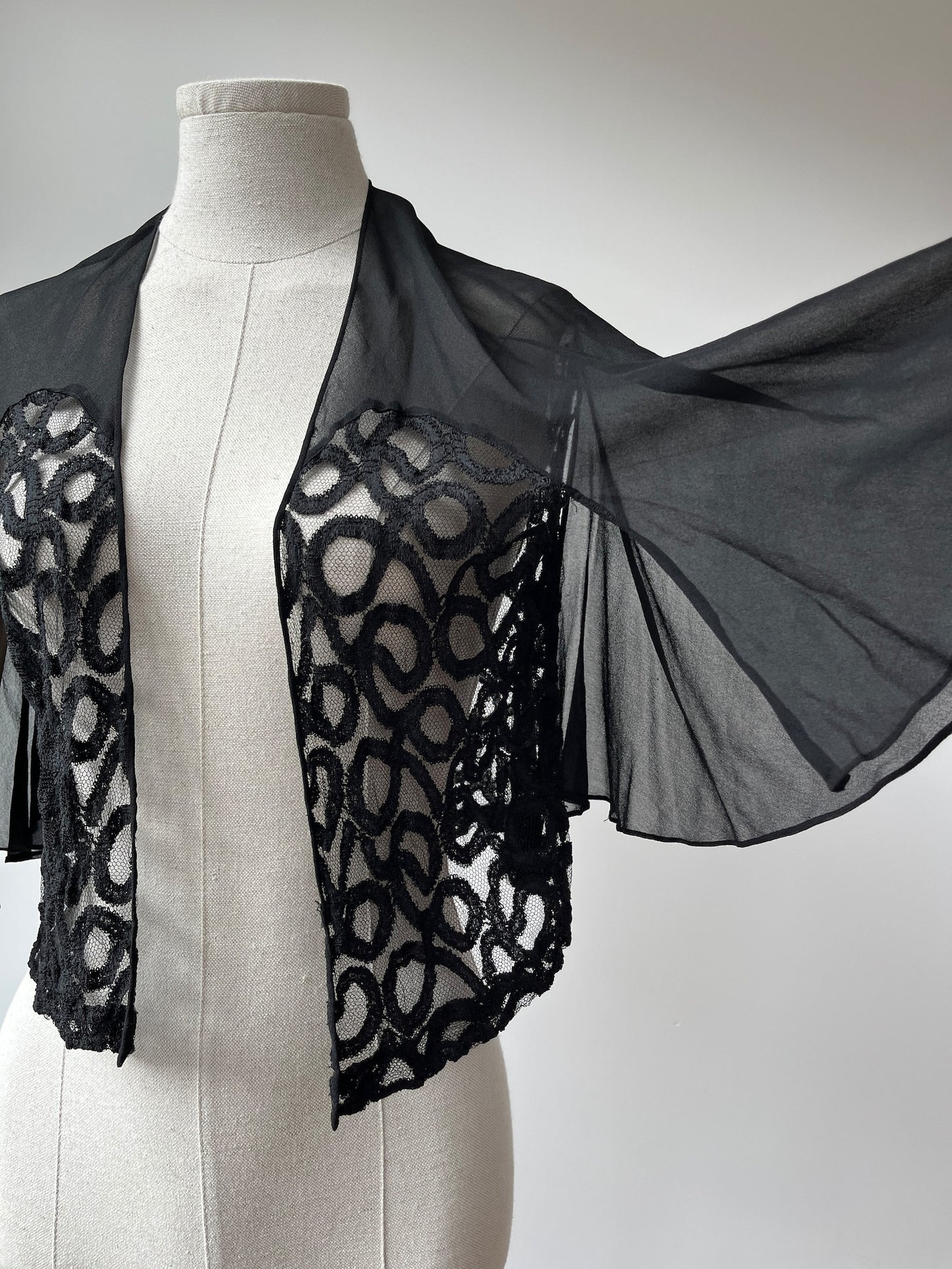 1930s Black Lace Evening Gown with Matching Bolero