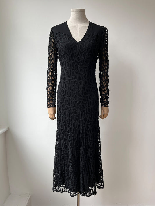 1930s Black Lace Evening Gown with Matching Bolero