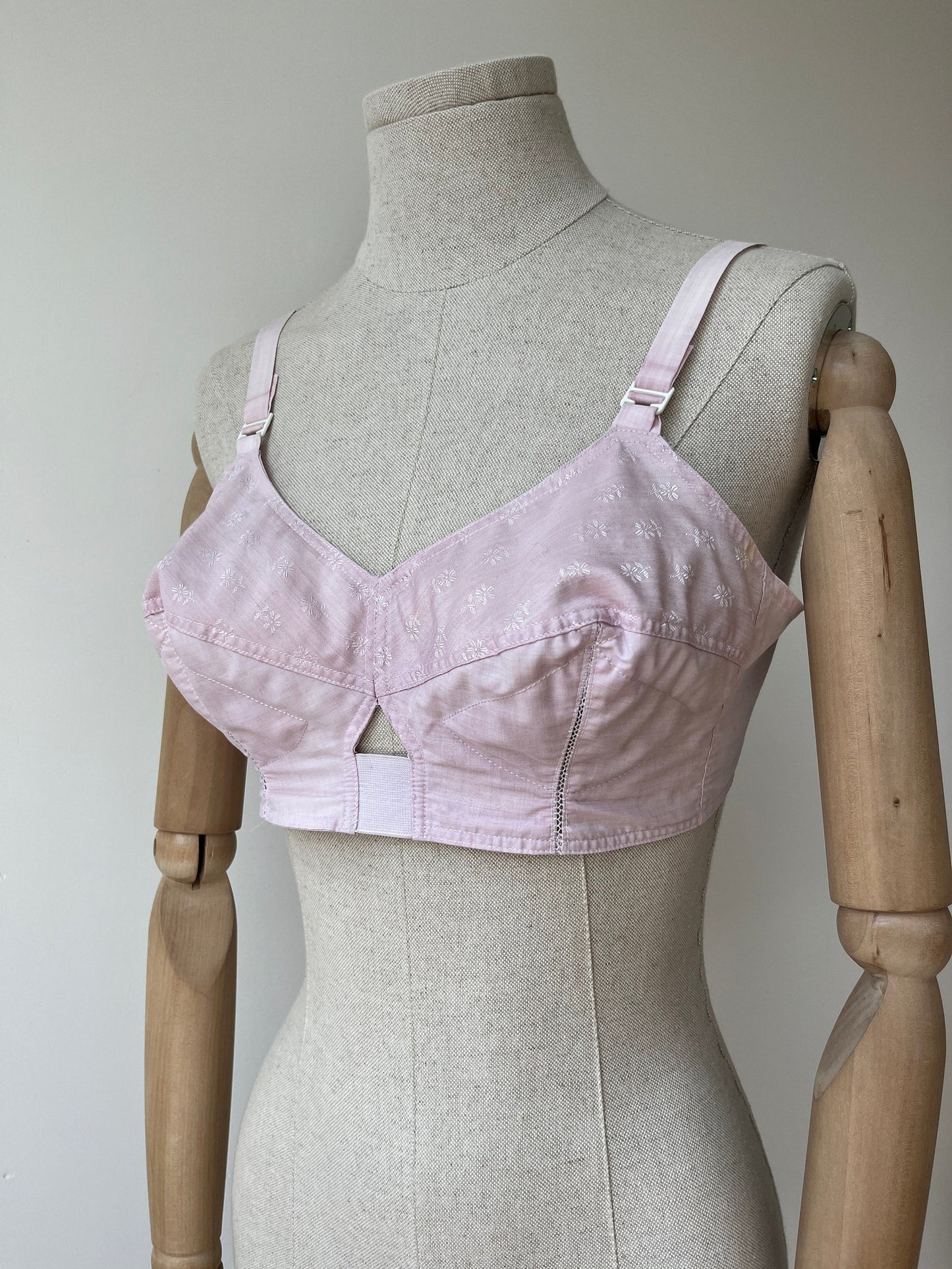 1950s 1960s Cotton Hand Dyed Lilac Longline Bralette