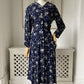 1950s Cotton Navy Floral Day Dress