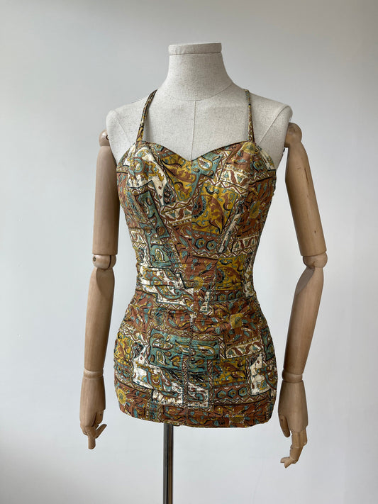 1950s 'Jantzen' Suzani Print Swimsuit