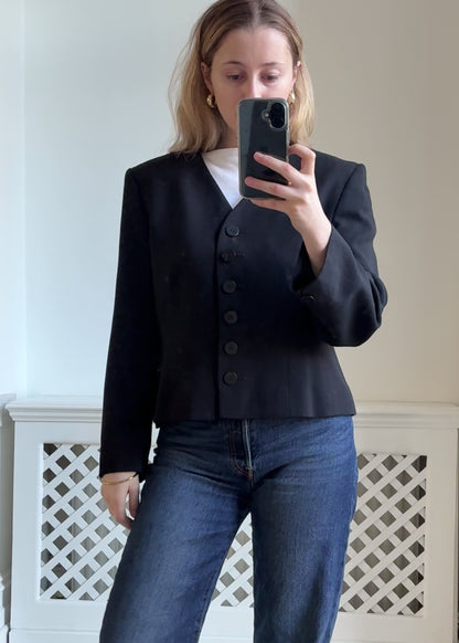 1980s 'Jaeger' Wool Black Blazer