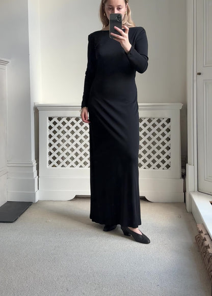 1990s Boatneck Column Dress with Cowl Back